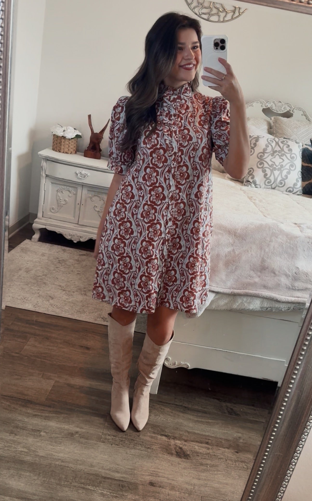 Floral Pattern Mini Dress