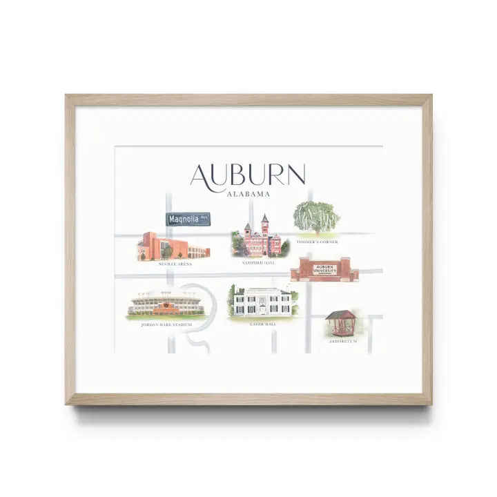 AUBURN UNIVERSITY MAP PRINT