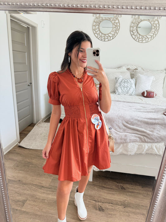 Front Zip Mini Dress