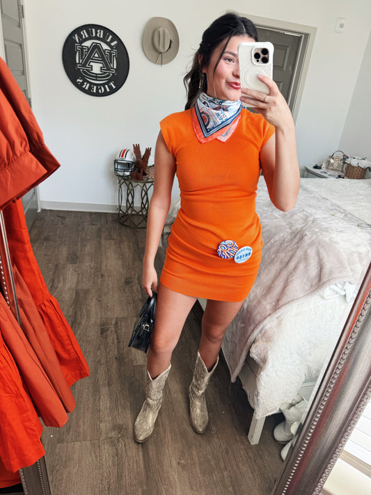 Knit Cap Sleeve Mini Dress