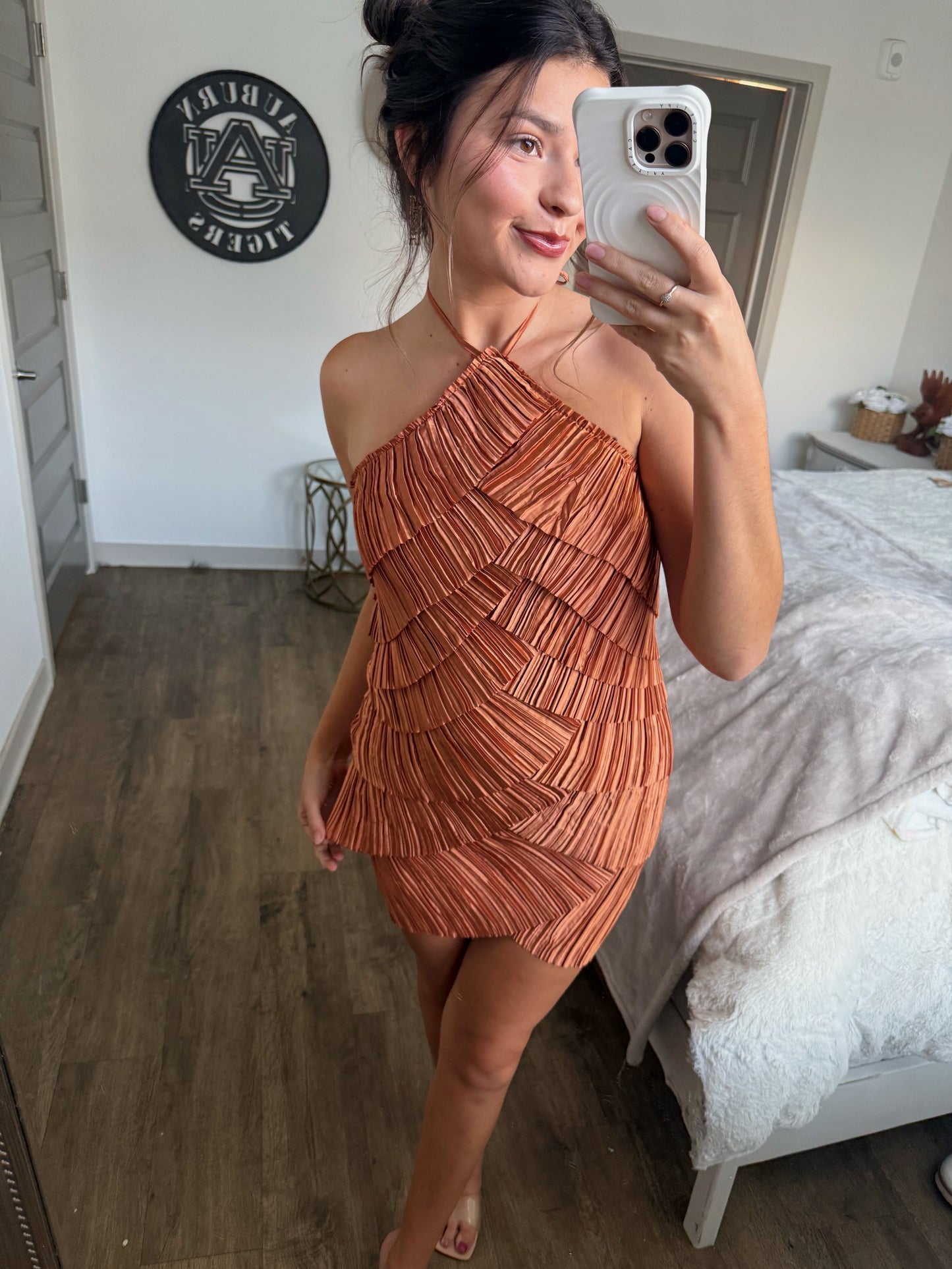Pleated Layers Mini Dress