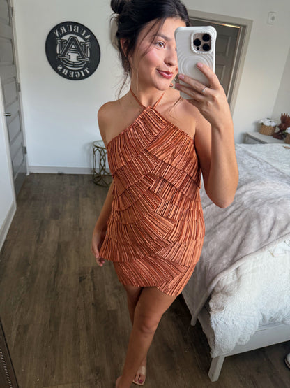 Pleated Layers Mini Dress