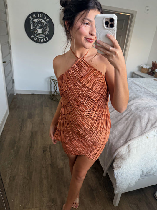 Pleated Layers Mini Dress