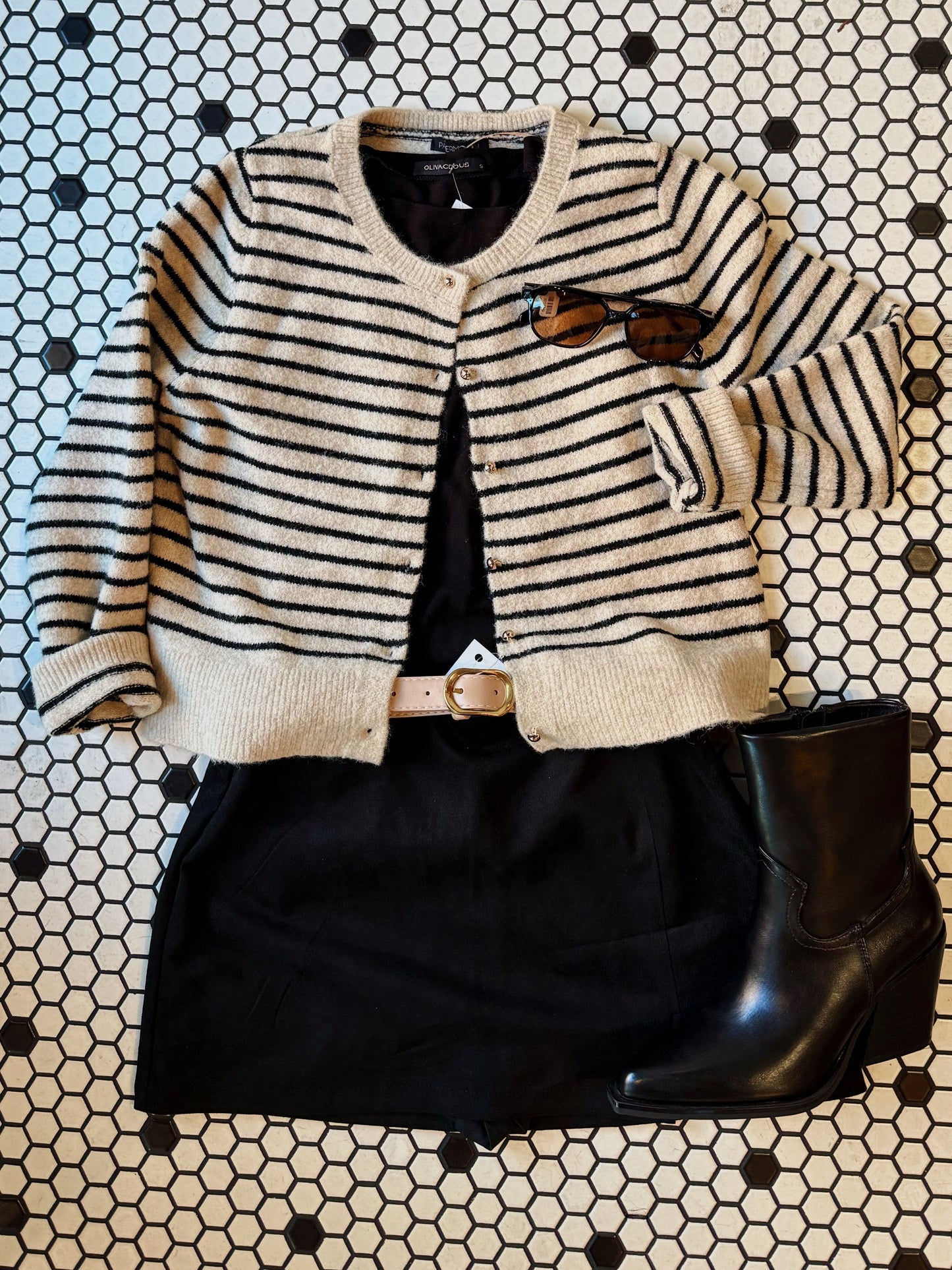 Striped Cardigan With Gold Buttons