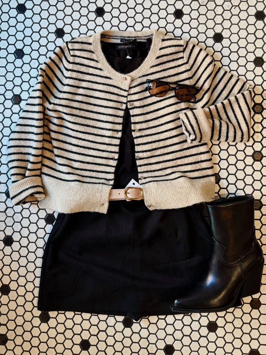 Striped Cardigan With Gold Buttons