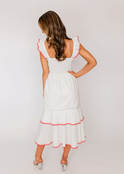 Layered Embroidery Midi Dress