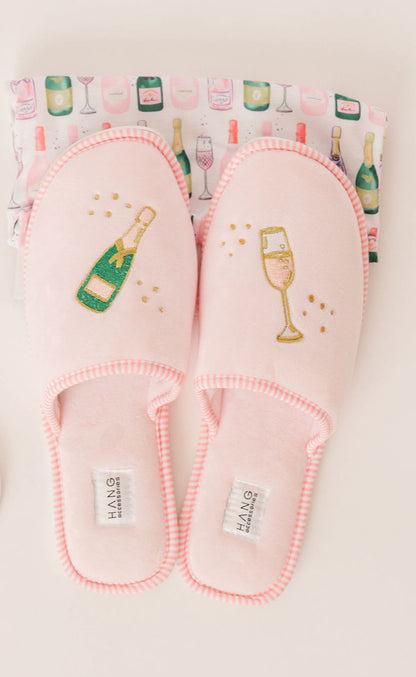 Champagne Foldable Travel Slippers & Pouch Set