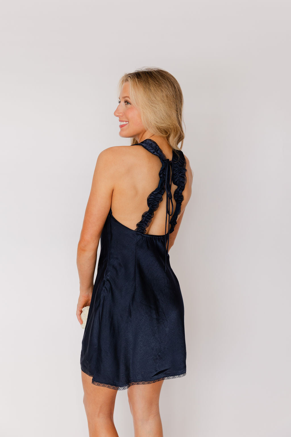 Lace Tie Back Mini Dress