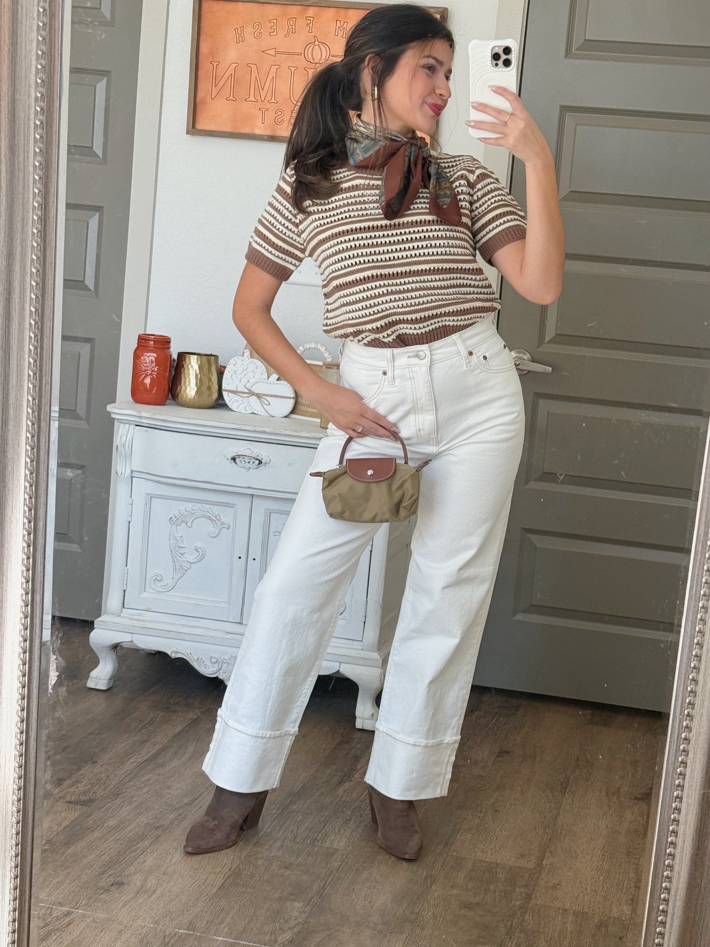 Stripe Short Sleeve Sweater