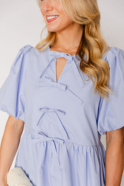 Short Sleeve Ribbon Mini Dress