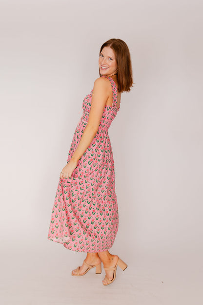 Floral Midi Dress with Bow Detail