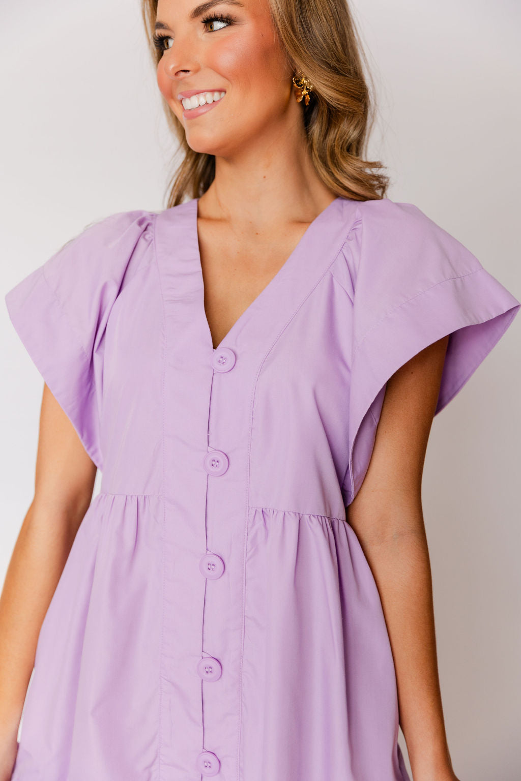 Flutter Sleeve Tiered Midi Dress