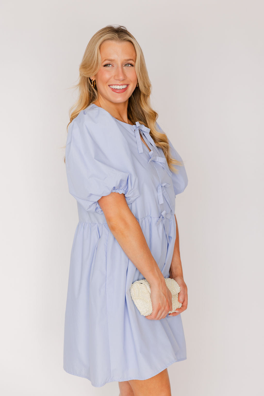 Short Sleeve Ribbon Mini Dress