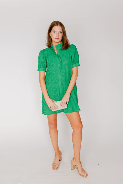 Short Sleeve Floral Applique Mini Dress