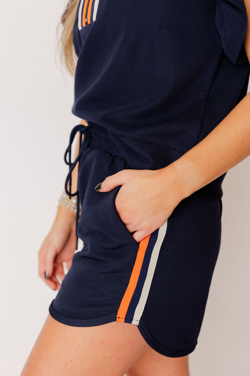 Orange & Navy Striped Casual Set