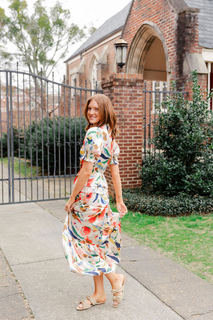 Tiered Multicolor Print Dress