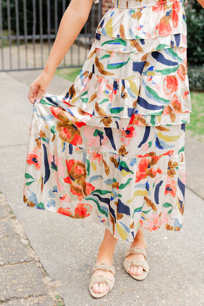 Tiered Multicolor Print Dress