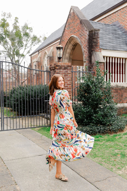 Tiered Multicolor Print Dress
