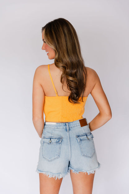 ONE SHOULDER KNOTTED TWIST CROP TOP