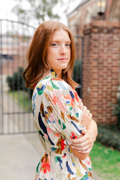 Tiered Multicolor Print Dress