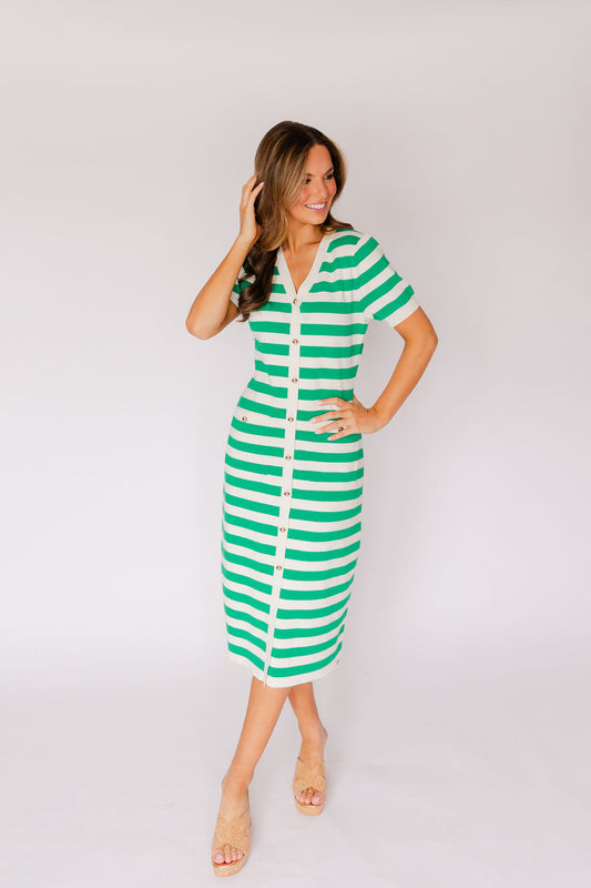 Striped Knit Midi Dress