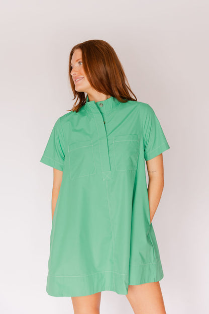Short Sleeve High Neck Swing Mini Dress
