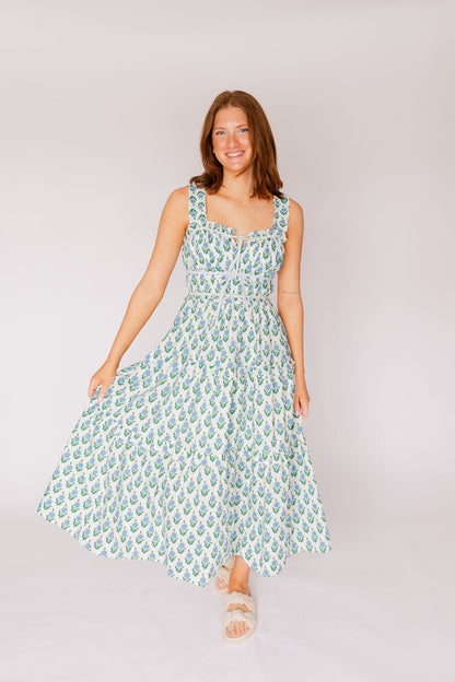 Floral Midi Dress with Bow Detail