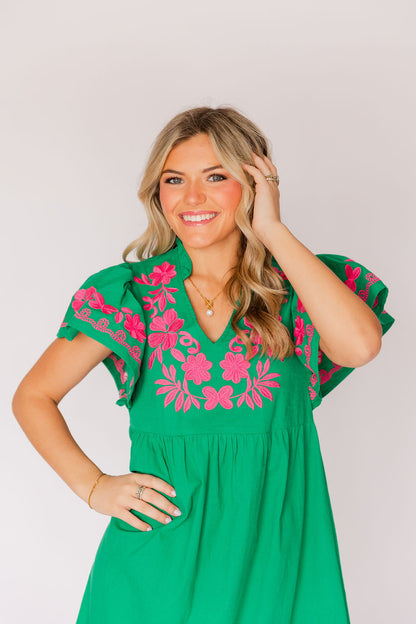 Embroidered Sleeveless Dress