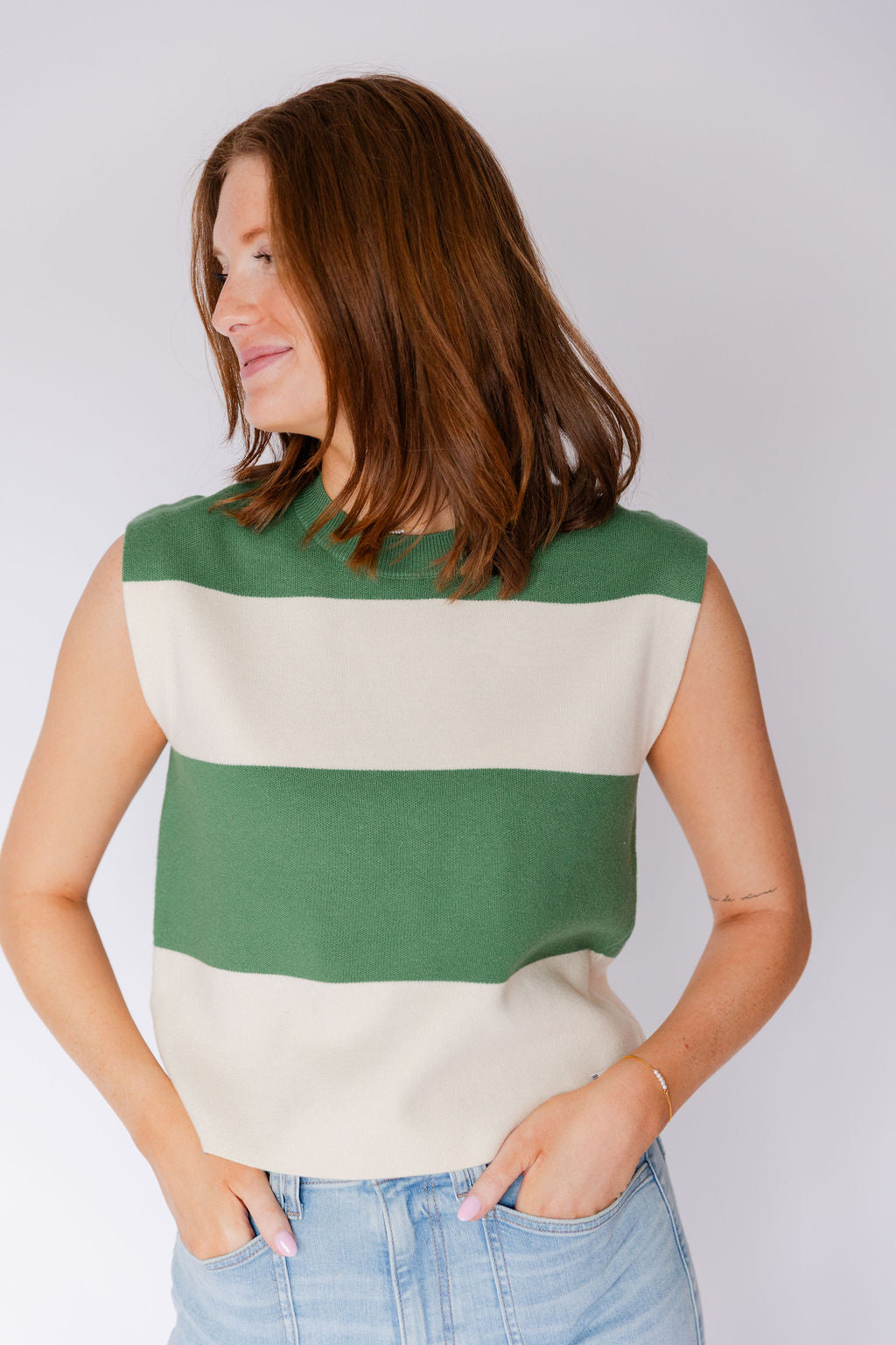 Sleeveless Striped Sweater