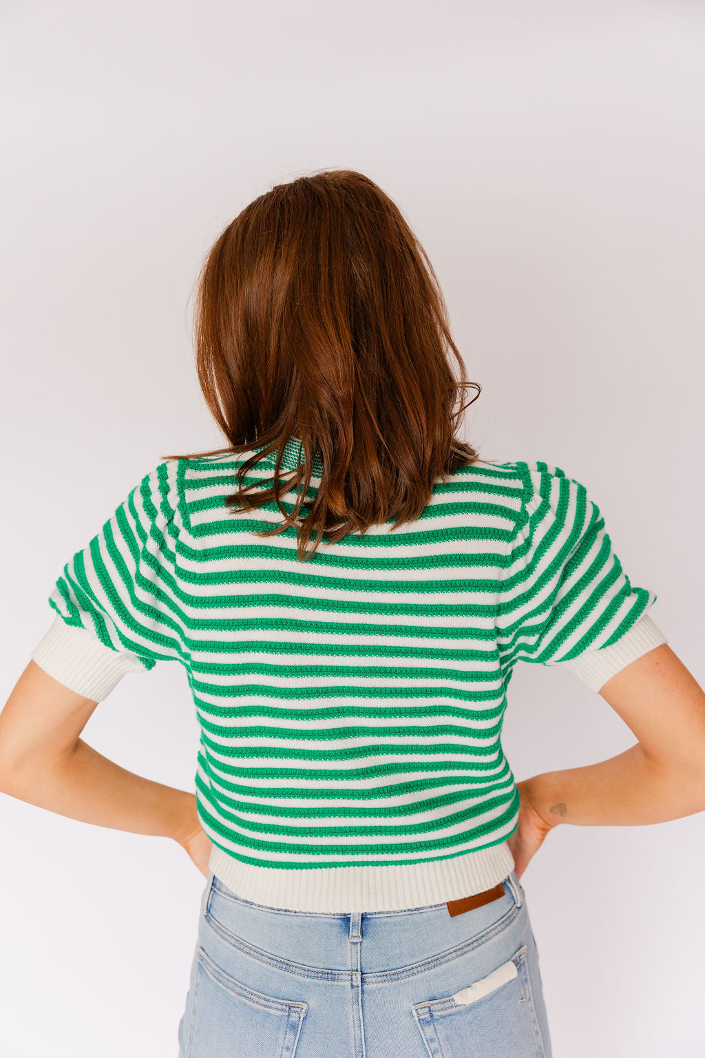 Striped Knit Bow Cardigan