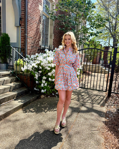 Floral Bubble Hem Poplin Dress