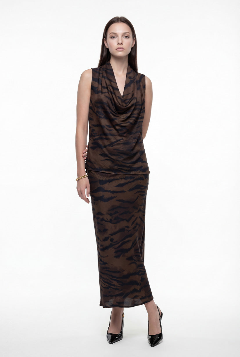 Satin Tiger Print Top