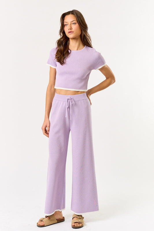 Knit Wide Leg Pants Set