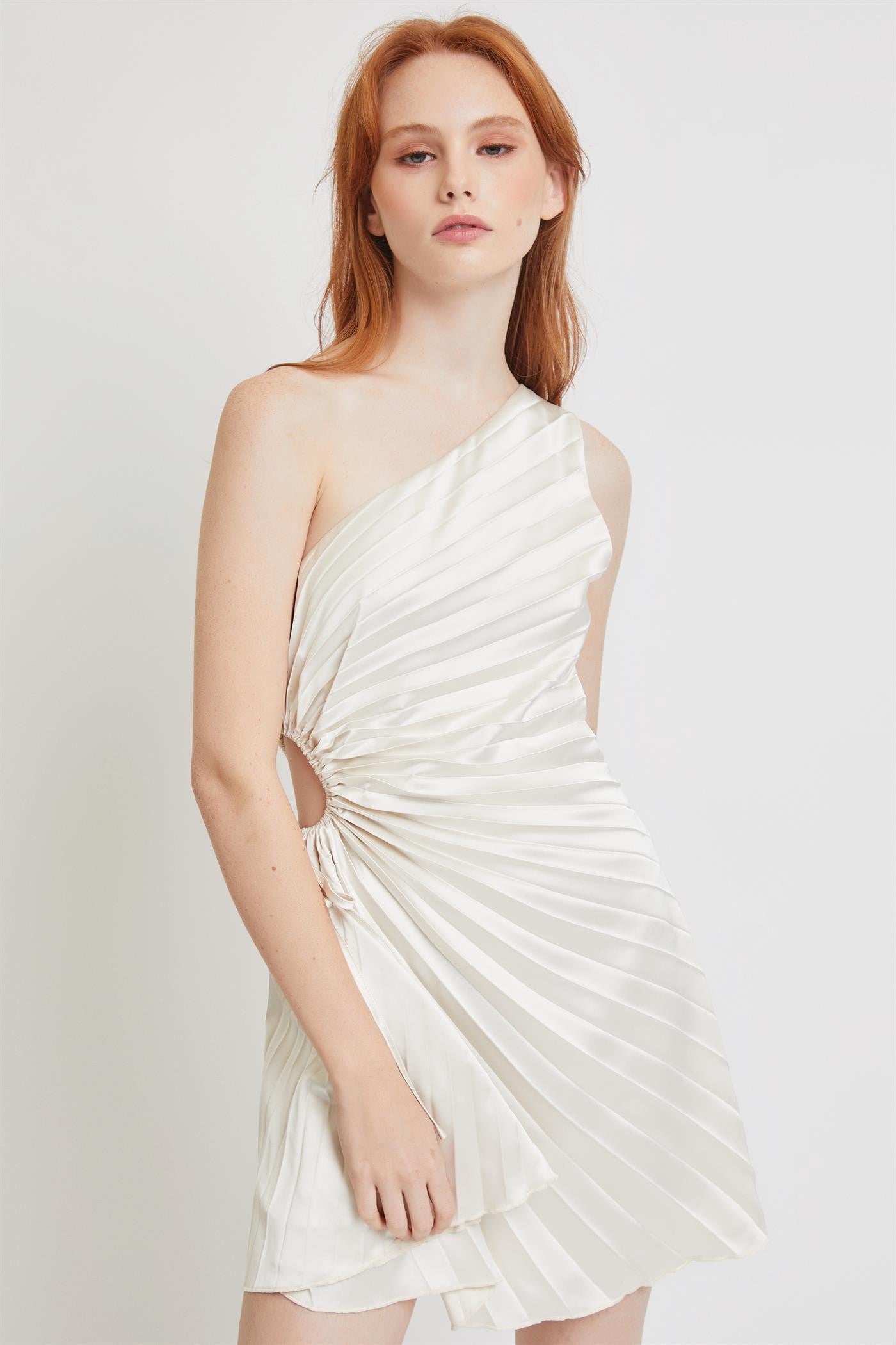One Shoulder Pleated Dress