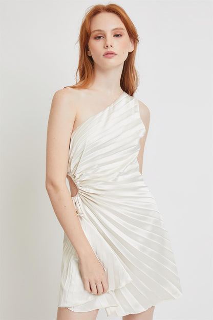 One Shoulder Pleated Dress