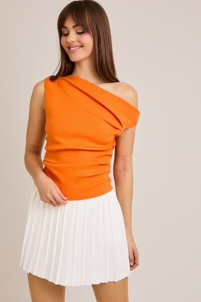 Asymmetrical Neck Sweater Top