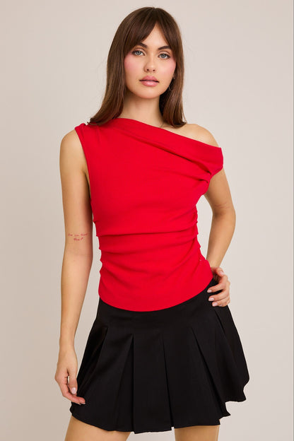 Asymmetrical Neck Sweater Top