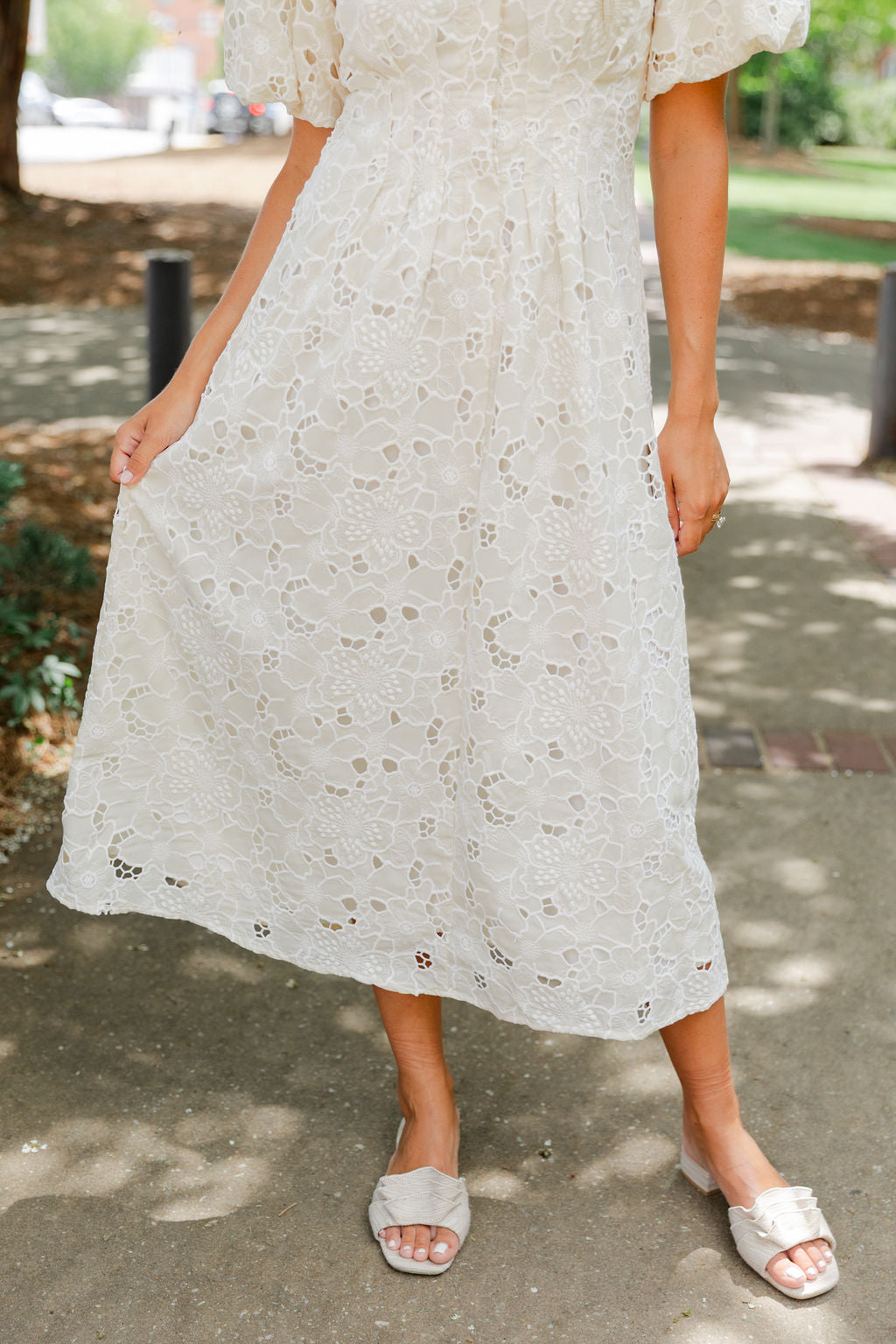 Lace Eyelet Midi Dress