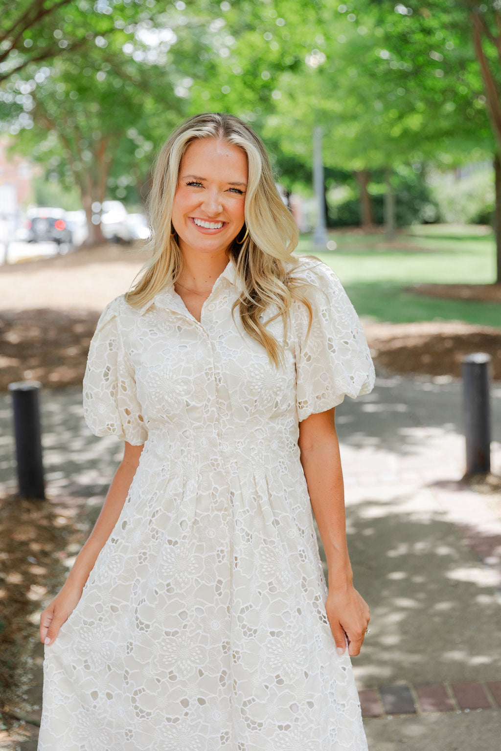 Lace Eyelet Midi Dress