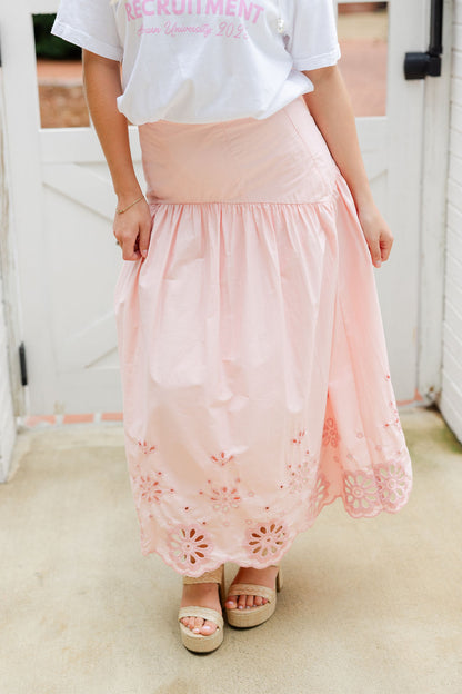 Eyelet Embroidered Midi Skirt