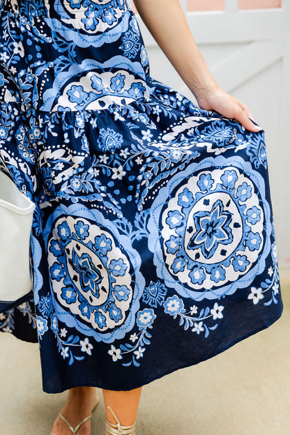 Medallion Print Tiered Skirt