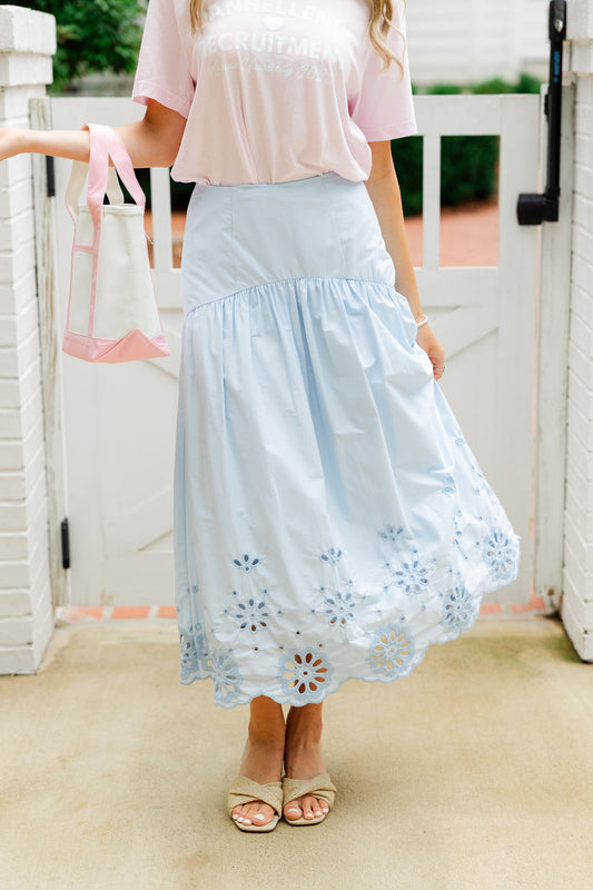 Eyelet Embroidered Midi Skirt