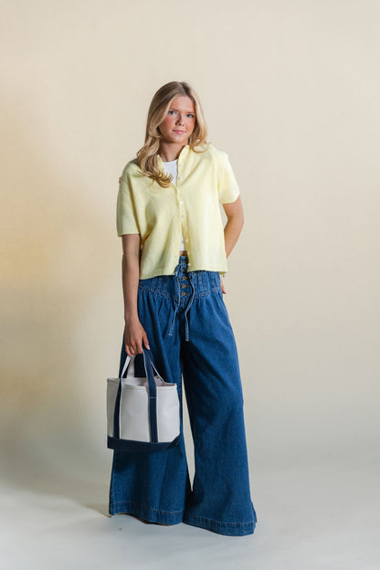 High Rise Pleated Wide Leg Jeans