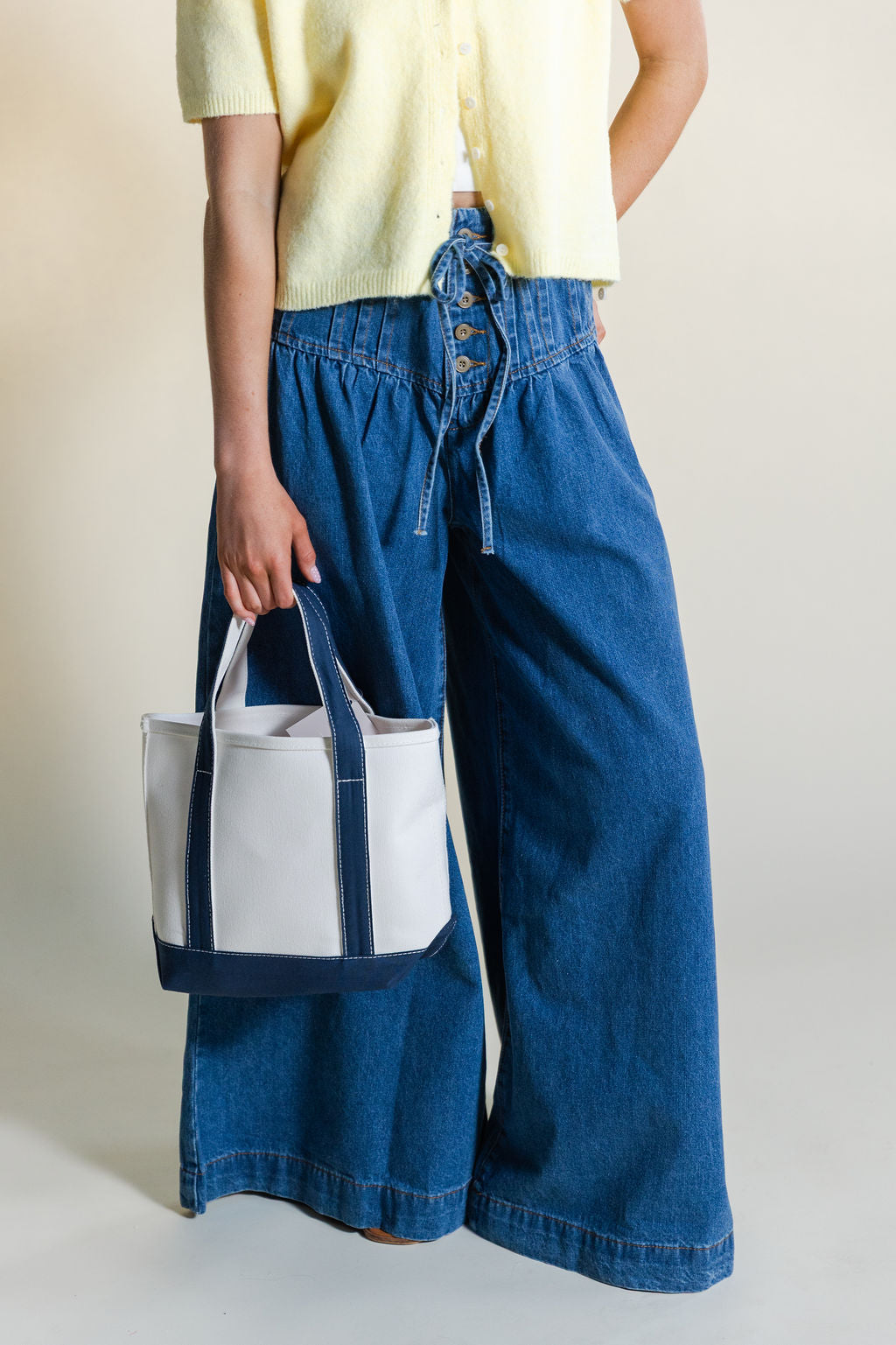 High Rise Pleated Wide Leg Jeans