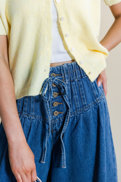 High Rise Pleated Wide Leg Jeans