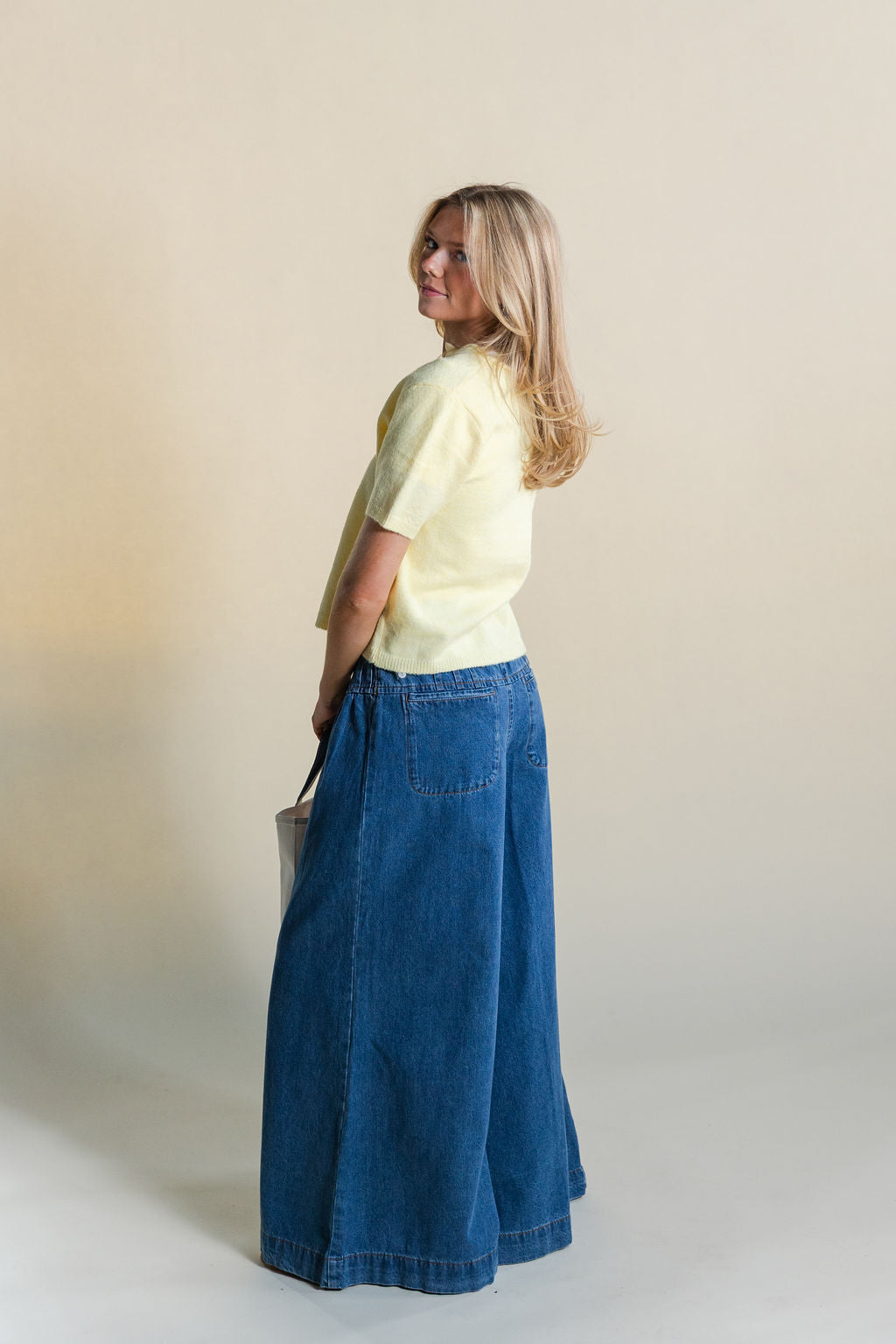 High Rise Pleated Wide Leg Jeans