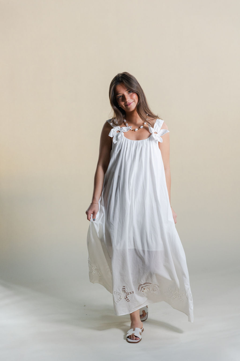 Embroidered Floral Detail Maxi Dress