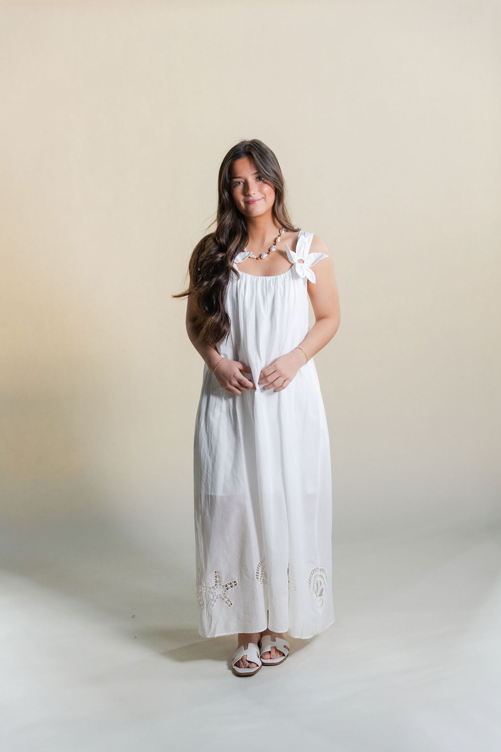 Embroidered Floral Detail Maxi Dress