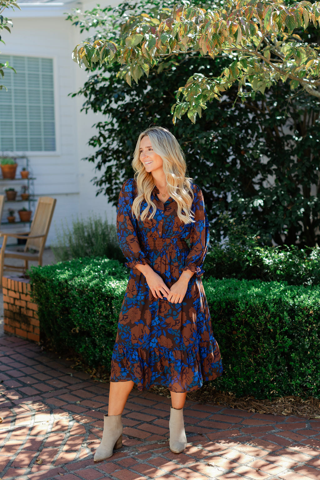 Floral Irene Smocked Midi Dress