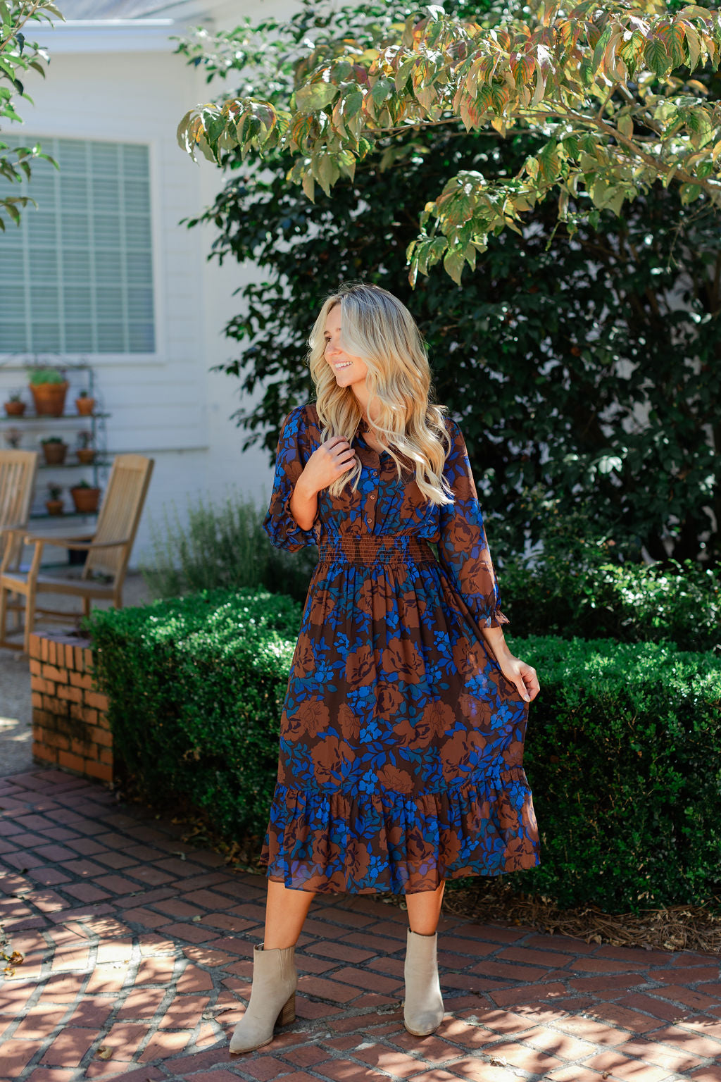 Floral Irene Smocked Midi Dress